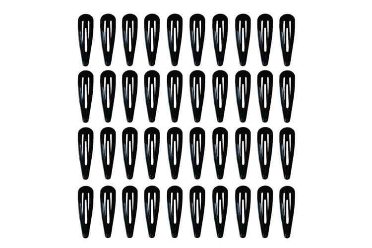 40 Pack Black 2 Inch Barrettes Women Metal Snap Hair Clips