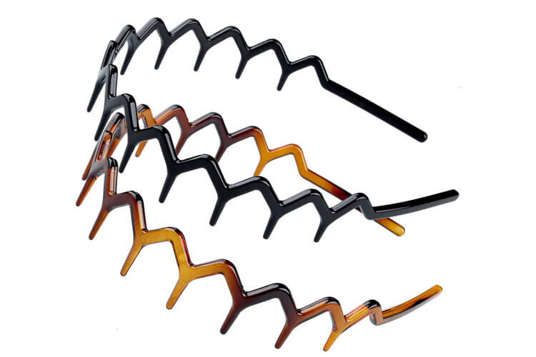 KALIYOTO Set of 2 Zig Zag Black Plastic Sharks Tooth Hair Comb Headband