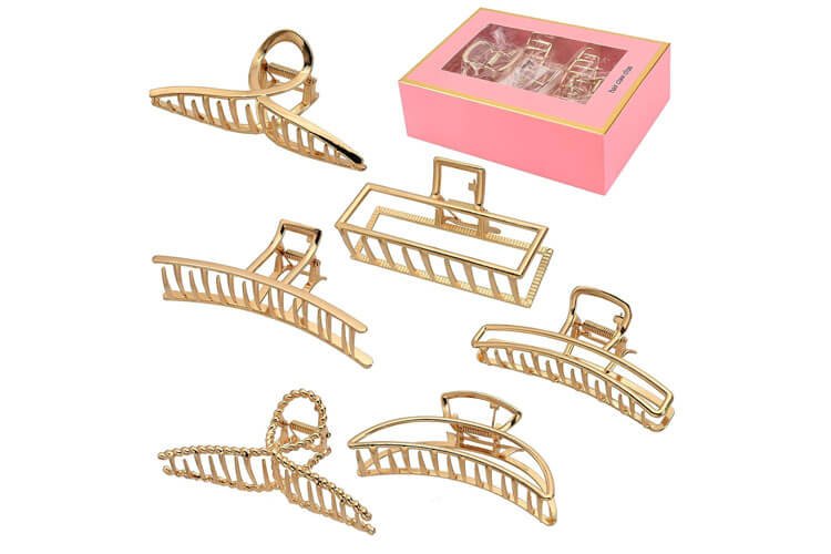 LUKACY 6 Pack Large Metal Hair Claw Clips