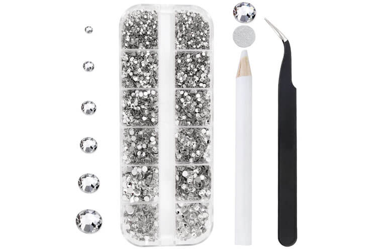 12 Grids 3792pcs Pieces Clear Flatback Rhinestones