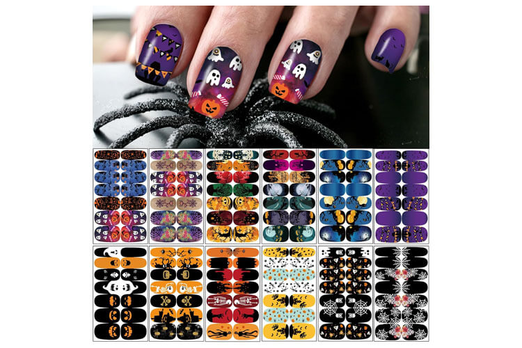 12 Sheets Halloween Full Nail Wraps Stickers