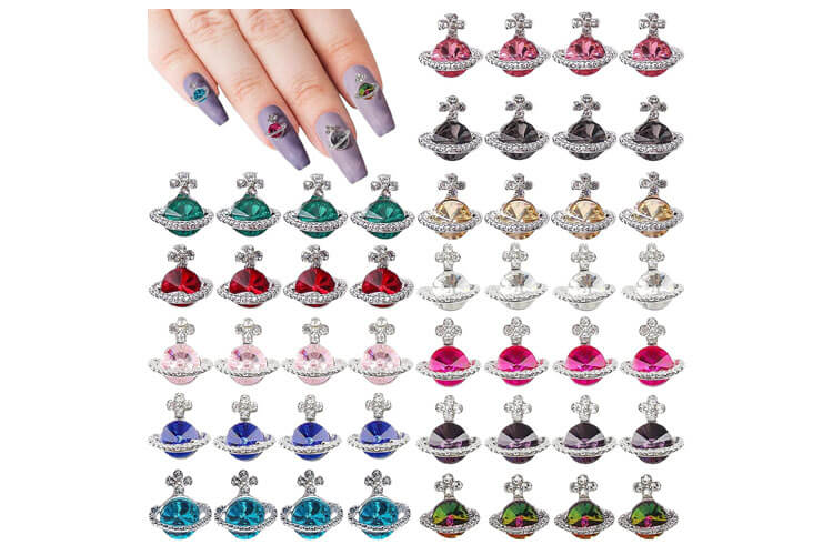 60 Pcs Planet Nail Charms Nail Rhinestones