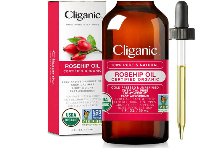 Cliganic USDA Organic Rosehip Seed Oil for Face