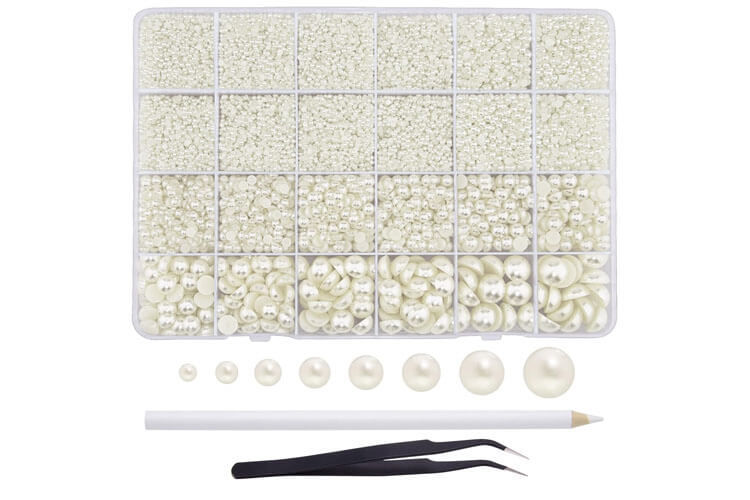 Hapeper 11330 Pieces Artificial Half Round Pearls