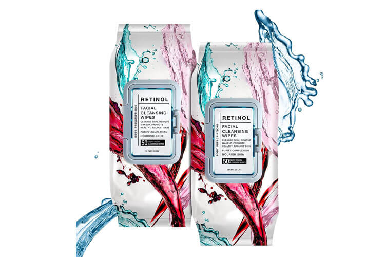 Retinol Facial Cleansing and Gentle Make Up Remover Wipes