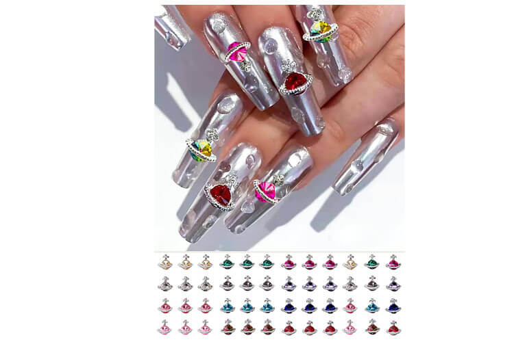 60 Pcs Planet Nail Charms Nail Rhinestones