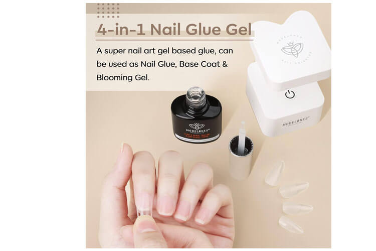 Modelones 4 in 1 Nail Glue Base Coat Nail Polish Set